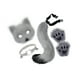 thumbnail image 3 of Conjunto de collar y cola de animal, encantador disfraz para fiestas temáticas, máscara facial de Halloween Gris, 3 of 9