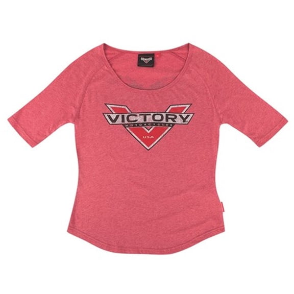 Victory Motorcycle New OEM Women's Red Foil 3/4 Sleeve T-Shirt, XL, 286618709
