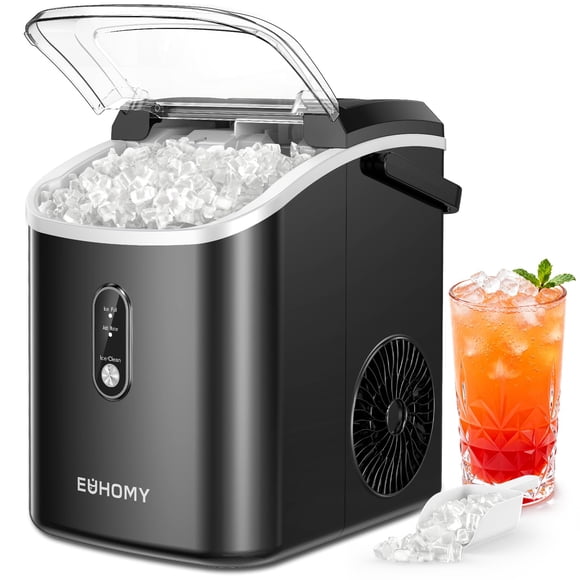 Máquina de hielo EUHOMY Nugget portátil negra de 38 lb/día