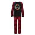 thumbnail image 3 of Odeerbi Christmas Pajamas for Family Holiday Plaid Long Sleeve Family Christmas Pajamas Matching Sets Mom Casual Plaid Print Tops Pants Set Two-Piece Sleepwear Xmas PJs Set Black, 3 of 6