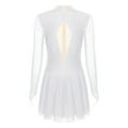 thumbnail image 4 of TiaoBug Women's Figure Ice Skating Dress Long Sleeve Shiny Rhinestones Sheer Mesh Ballet Dance Leotard White XL, 4 of 7