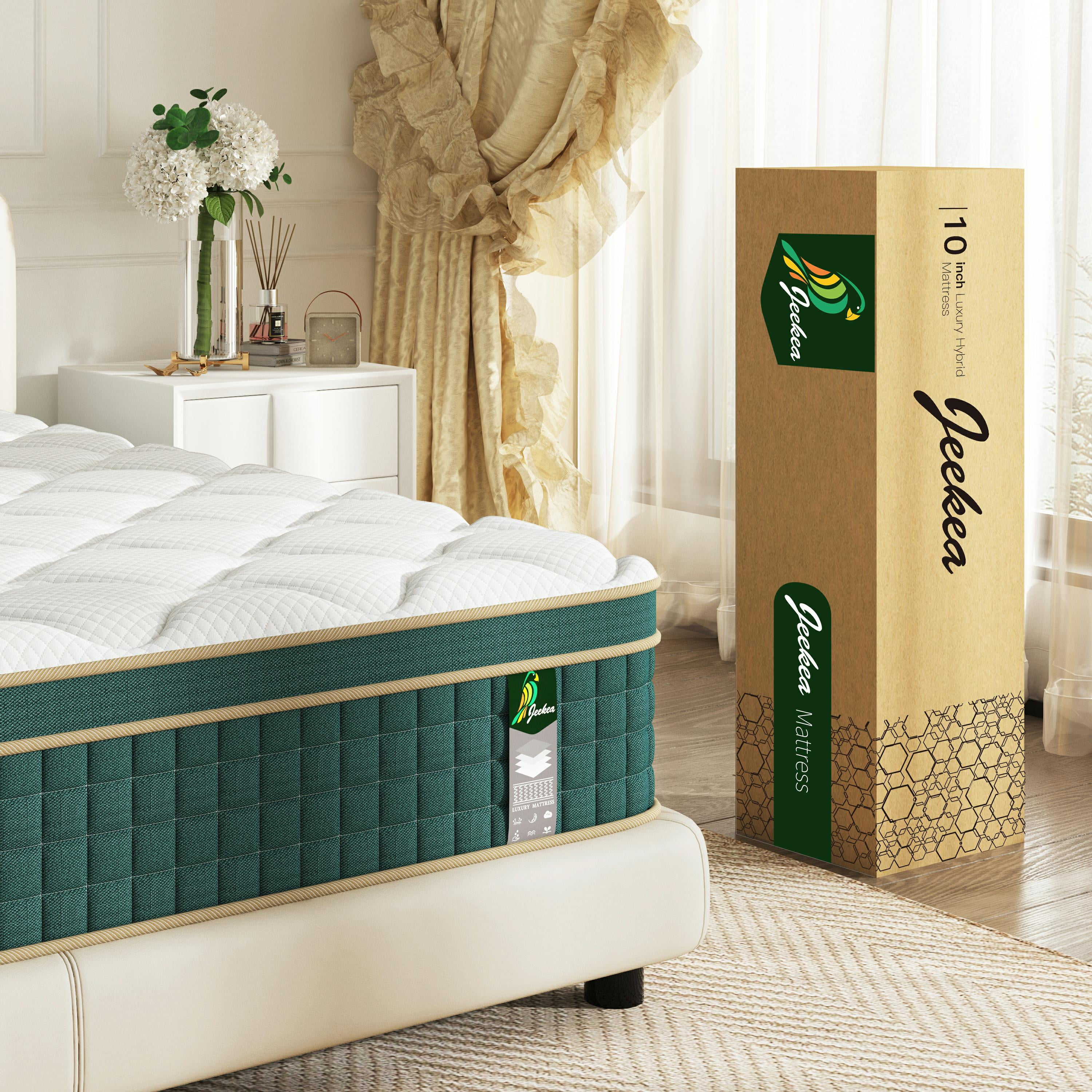 King Mattress in a Box - 10 Inch King Size Memory Foam Mattress - Hybrid Mattress King Size for Back Pain Relief - Medium Firm King Bed Mattress with Motion Isolation & Strong Edge Support