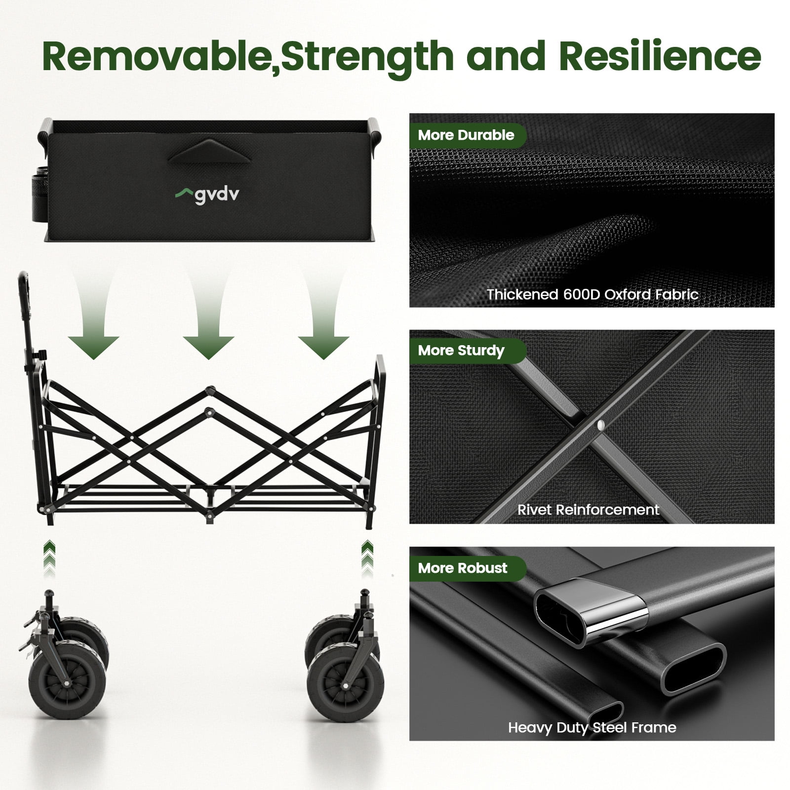 GVDV Utility Wagon Adjustable Handle