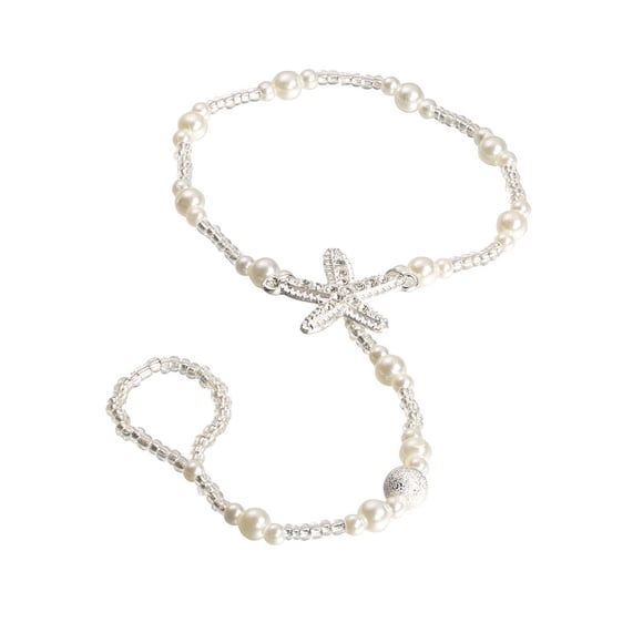 Qarigey Tobillera estrella de mar cadena de pie elástica colgante colgante mitones de tobillo con anillo de dedo accesorios de fiesta Ropa, zapatos y accesorios Miscelánea