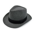 thumbnail image 1 of Unisex Classic Solid Color Wide Brim Felt Fedora Hat w/ Black Band, Grey, 1 of 4