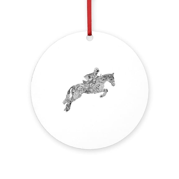 CafePress - Horse Jumping Doodles - Round Wood Ornament 4"