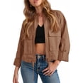 thumbnail image 2 of Women Zip Up Utility Coat with Pockets Casual Cropped Jackets, 2 of 6