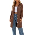 thumbnail image 6 of JUUNthy Womens Cable Knit Cardigan, Button Front Hooded Long Sleeve Casual Fall Winter Sweater Coat Gray 4XL, 6 of 13