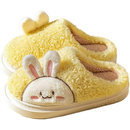 

PIKADINGNIS Women Cute Bunny Slippers Faux Fur Fluffy Winter Slip-On House Animal Slippers Warm Plush Fuzzy Anti-Skid Indoor Outdoor Shoes