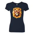 thumbnail image 2 of Lion With Sunglasses Animal Lover Womens Slim Fit Junior Tee, Navy, Large, 2 of 3