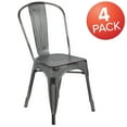 Flash Furniture Commercial Grade 4 Pack Distressed Silver Gray Metal