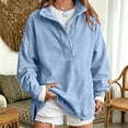 thumbnail image 7 of Textilo Women's Oversized Sweatshirt Henley Neck Half Button Pullover Top Long Sleeves Drop Shoulder Stand Collar Sweatshirt Loose Fit Casual Fall Winter 2026 Comfy Outfits,Sky Blue 3XL, 7 of 7