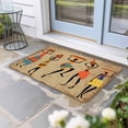 thumbnail image 2 of Brown Boho Doormat Outdoor Entrance 24"x36", Farmhouse Vintage Ethnic African Women Absorb Moisture Dirt Door Mats, Non-Slip Rubber Backing Floor Mats Indoor, Low-Profile Front Door Rugs, 2 of 9