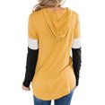 thumbnail image 4 of Women Color Block Long Sleeve Drawstring Hooded Sweatshirt Top, 4 of 6