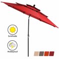thumbnail image 5 of Spaco 10ft 3 Tier Patio Umbrella Aluminum Sunshade Shelter Double Vented without Base-Burgundy, Outdoor Table Umbrella, Yard Umbrella, Market Umbrellas for Outdoor Patio Backyard Garden Lawn Sun Shade, 5 of 9