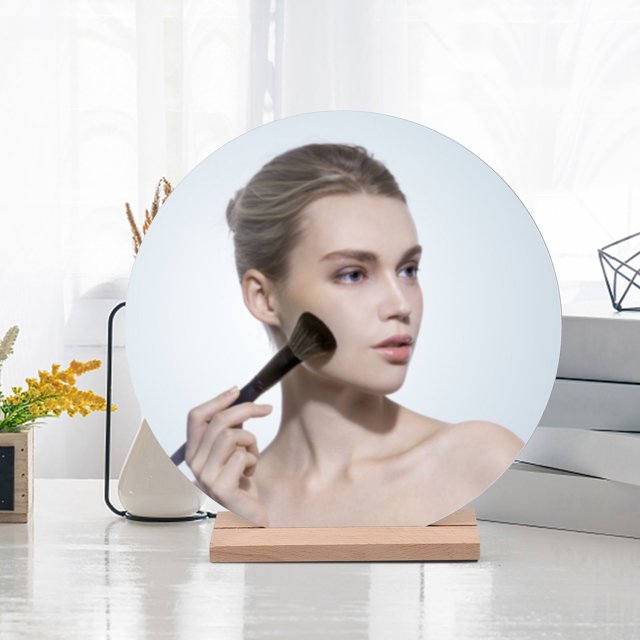 VERDANVERSE Espejo Irregular Para Con Soporte De Madera Ideal Para Maquillaje Y Uso Diario