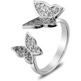 thumbnail image 1 of Double Butterfly Cubic Zirconia Open Ring for Girls, 1 of 4