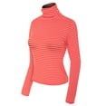 thumbnail image 3 of MixMatchy Women's Tight Fit Lightweight Solid/Stripe Long Sleeves Turtle Neck Top, 3 of 5
