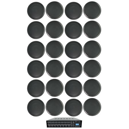 Rockville 4-Zone Multi Room Matrix Amplifier+(24) 8 70v Black Ceiling Speakers