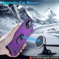 thumbnail image 6 of Compatible for iPhone 12 Case, iPhone 12 Pro Case with HD Screen Protector, Military-Grade Shockproof Protective Phone Case with Magnetic Kickstand Ring for iPhone 12/12 Pro, Purple, 6 of 8
