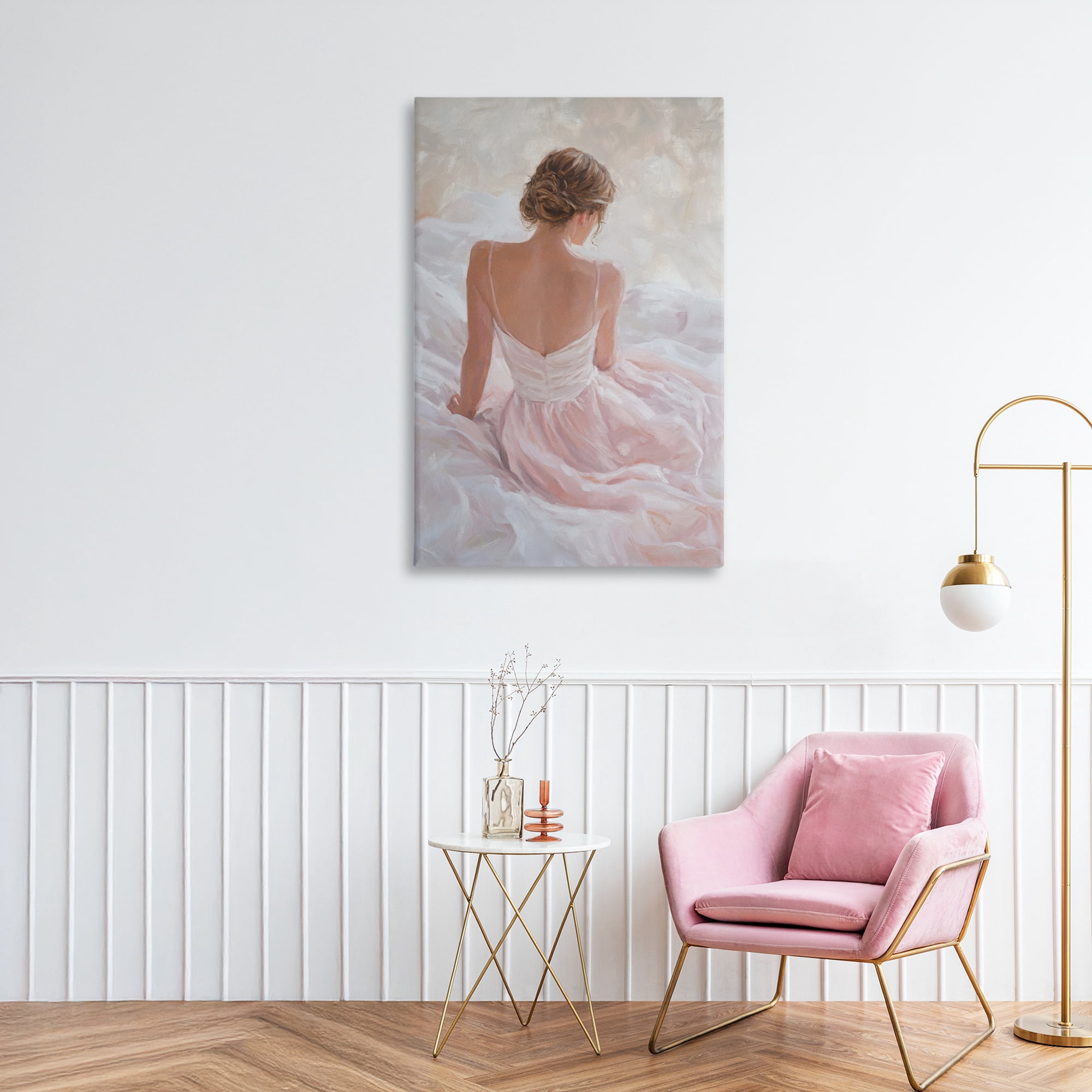 Stupell Industries Quiet Reflection in Pastel Pink Canvas Wall Art, design by Petal Prints Design