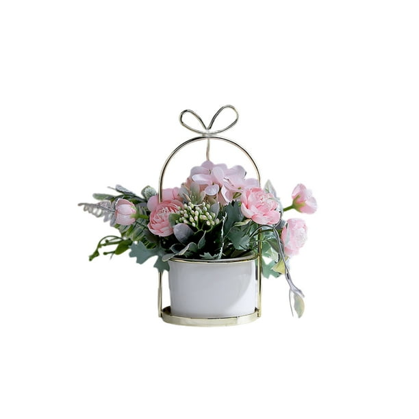 Moyic Arreglo de flores artificiales Maceta Estilo nórdico Falso Hortensia Maceta Planta Jardín Oficina Balcón Decoración interior Decoración Rosa Moyic HA083936-01