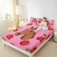 thumbnail image 4 of Feelyou Cartoon Horse Teens Twin Sheet Sets, Kawaii Farmhouse Animal Twin Fitted Sheet, Romantic Rose Flower Flat Sheet, Breathable Home Decor, 3 Pieces, 4 of 7