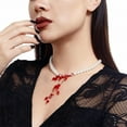 thumbnail image 4 of Gothic Blood Pearl Necklace for Women, Adjustable Dripping Blood Choker Layered Bleeding Pearls Necklaces Punk Bloody Tassel Clavicle Halloween Jewelry, 4 of 6