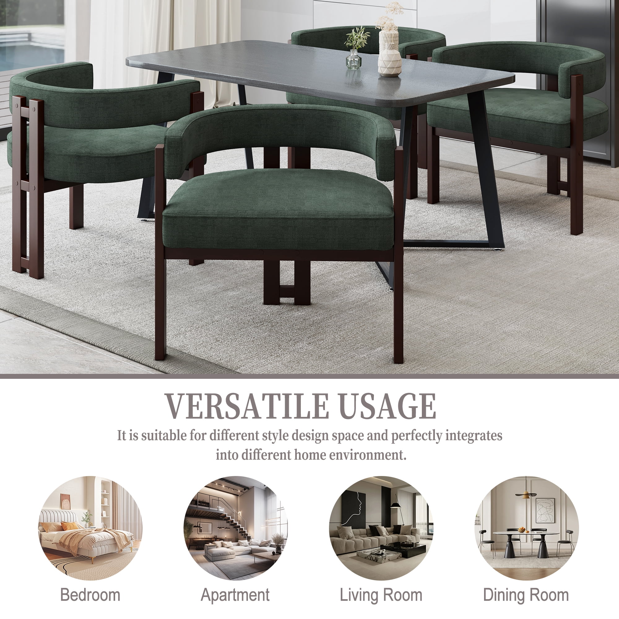 MAYEERTY Modern Accent Chair Teddy Upholstered Armchair with Open Back 3 Legs Barrel Dining Chair Comfy Side Chair for Living Room/Bedroom/Dining Room Set of 2 (Emerald)
