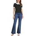 thumbnail image 3 of INSPIRE CHIC Women's Tops Contrast Peter Pan Collar Polka Dots Short Sleeve Blouse M Gray Black, 3 of 7