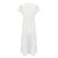 thumbnail image 5 of Nisorays Plus Size Dresses for Women A Line Maxi Dress Tiered Ruffled long Swing Dress with Pockets Elegant V Neck Flowy Long Dresses White 2XL, 5 of 6