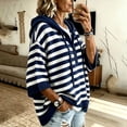 thumbnail image 6 of cocolona Womens 3/4 Sleeve Striped Sweater Hooded Drawstring Pullover Casual Fall Knit Tops, 6 of 6