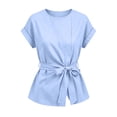 thumbnail image 5 of Women's Casual Loose Fit Linen Short Sleeve Round Neck Summer Top, 5 of 8