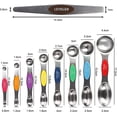 thumbnail image 4 of Magnetic Measuring Spoons Sets of 9, Dual Sided Stainless Steel Stackable Teaspoon Tablespoon with Colorful Scale and Leveler, Fits in Spice Jars for Measuring Dry and Liquid Ingredients, 4 of 5