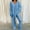 Blue, variant on Womens Sets Women Two Piece Outfits Long Sleeve Solid Color Tops with High Waist Pants Baggy Warm Pajama Sets