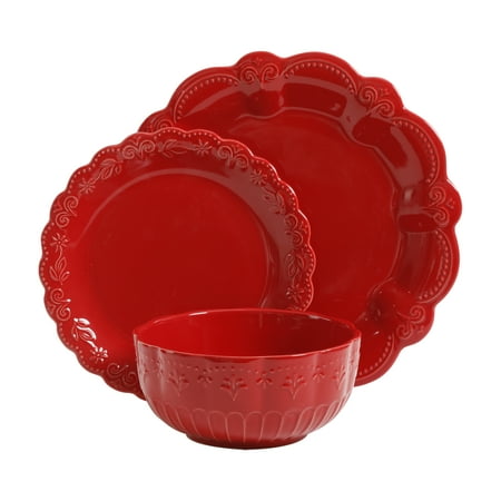 

OVLAJ Red Dinnerware Set 12-Piece