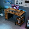 thumbnail image 4 of 47" Computer Desk with 6 Drawers, Home Office Gaming Desks with Storage Shelves for Bedroom, Writing Study Corner Living Room Work Table White, 4 of 10