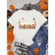 thumbnail image 1 of Halloween T-shirt - Halloween Women'S Floral Short Sleeve T-Shirt - Cute Little Ghosts in Flower Bush, Round Neck, Casual Style, Versatile for Casual Attire, Vacation, and Everyday Outfits, 1 of 6