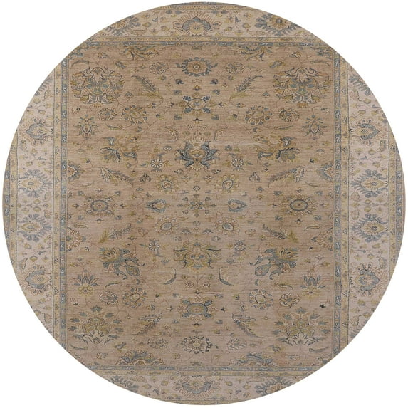 Ahgly Company Machine Washable Indoor Round Industrial Modern Dark Almond Brown Area Rugs, 4' Round