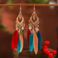 thumbnail image 2 of K-KED Colorful Fan Shaped Tassel Vacation Earrings for Women's Long Bohemian Beads-DC1362-1, 2 of 9
