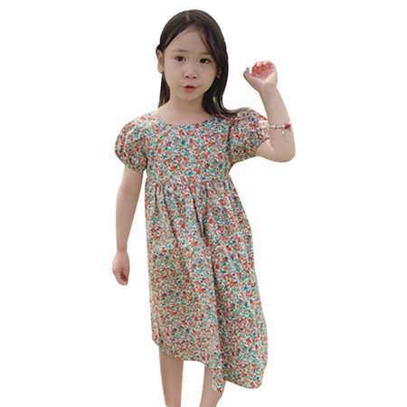

Summer Short-sleeved Sweet Floral Backless Baby Girl Dress