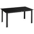 thumbnail image 1 of Outsunny Outdoor Dining Table for 6, Aluminium Rectangular Patio Table with Tempered Glass Tabletop, Black, 1 of 9