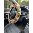 thumbnail image 6 of Steering Wheel Cover,Handmade Crochet Rainbow Sunflower Granny Square Steering Wheel Covers (Steering Wheel Cover+2 Belt Cover), 6 of 8