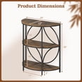 thumbnail image 3 of Gymax 3-Tier Half Round End Table w/Study Metal Frame Storage Shelves for Living Room Rustic Brown, 3 of 10