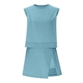 thumbnail image 4 of YHAJDS 2 Piece Outfits Set for Women Sleeveless Solid Crewneck Tank Top Elastic Waist Shorts, 4 of 5