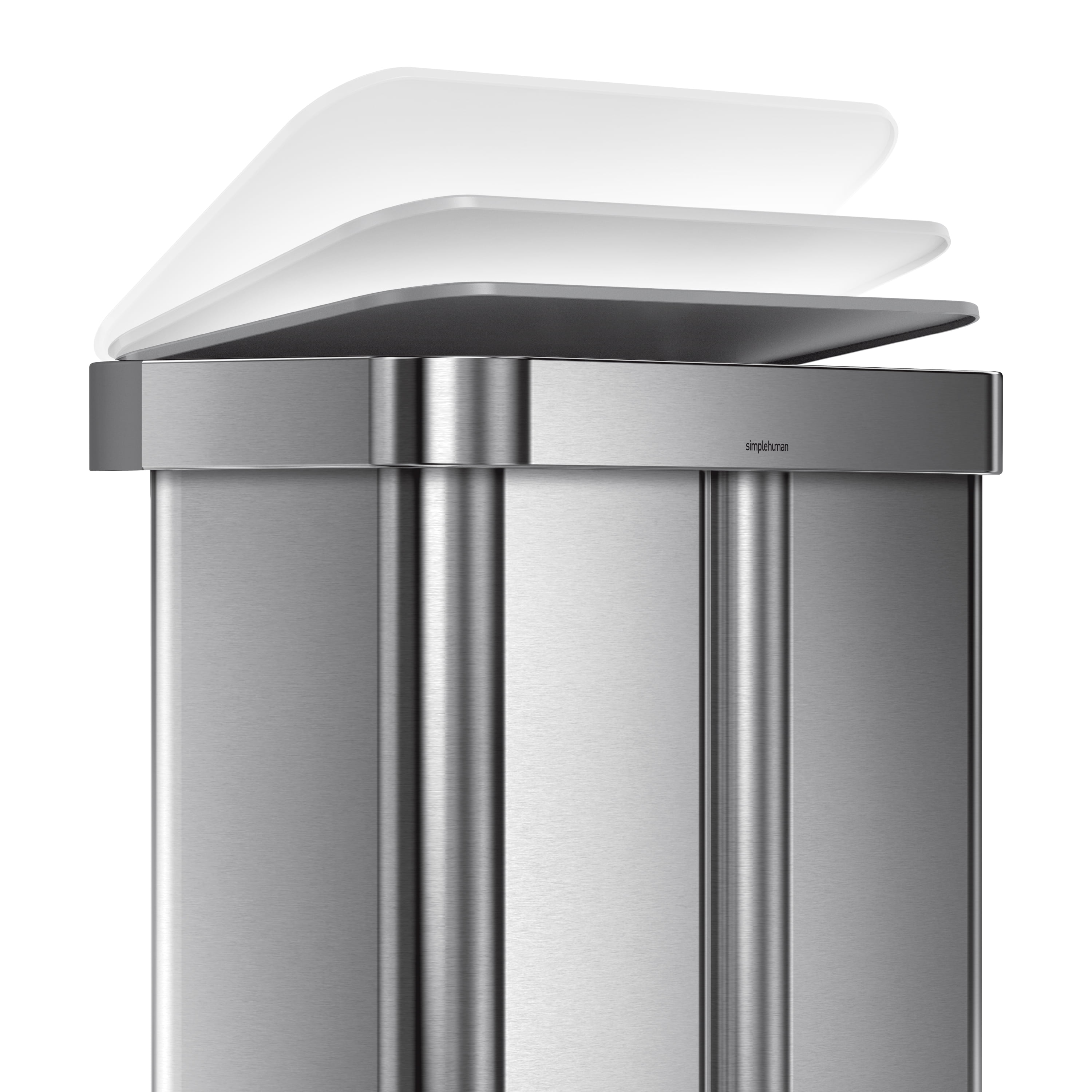 simplehuman 58 Liter / 15.3 Gallon Rectangular Hands-Free Dual Compartment  Recycling Kitchen Step Trash Can with Soft-Close Lid, Brushed Stainless