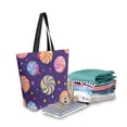 thumbnail image 2 of FORMRS Womens Canvas Tote Bag with Zipper Inner Pocket Shoulder Handbag, Candy Cosmic Swirls, 2 of 7