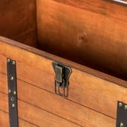 Vintiquewise Large Wooden Storage Trunk with Lockable Latch, Distressed Rustic Multicolor Wood