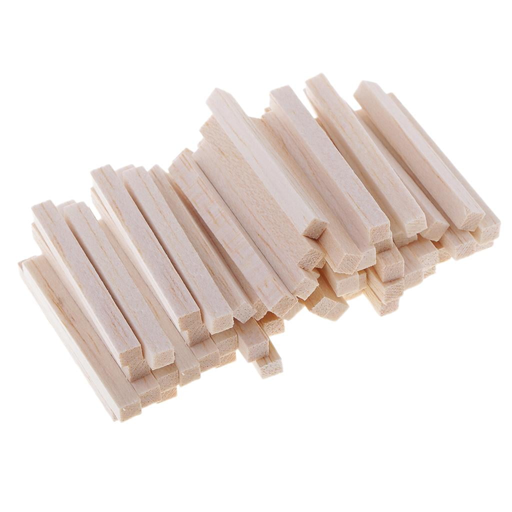 Natural Blank Unfinished Balsa Wood Wooden Sticks Dowel Rods Wood Sheets  for DIY 50 Pieces 50mm 