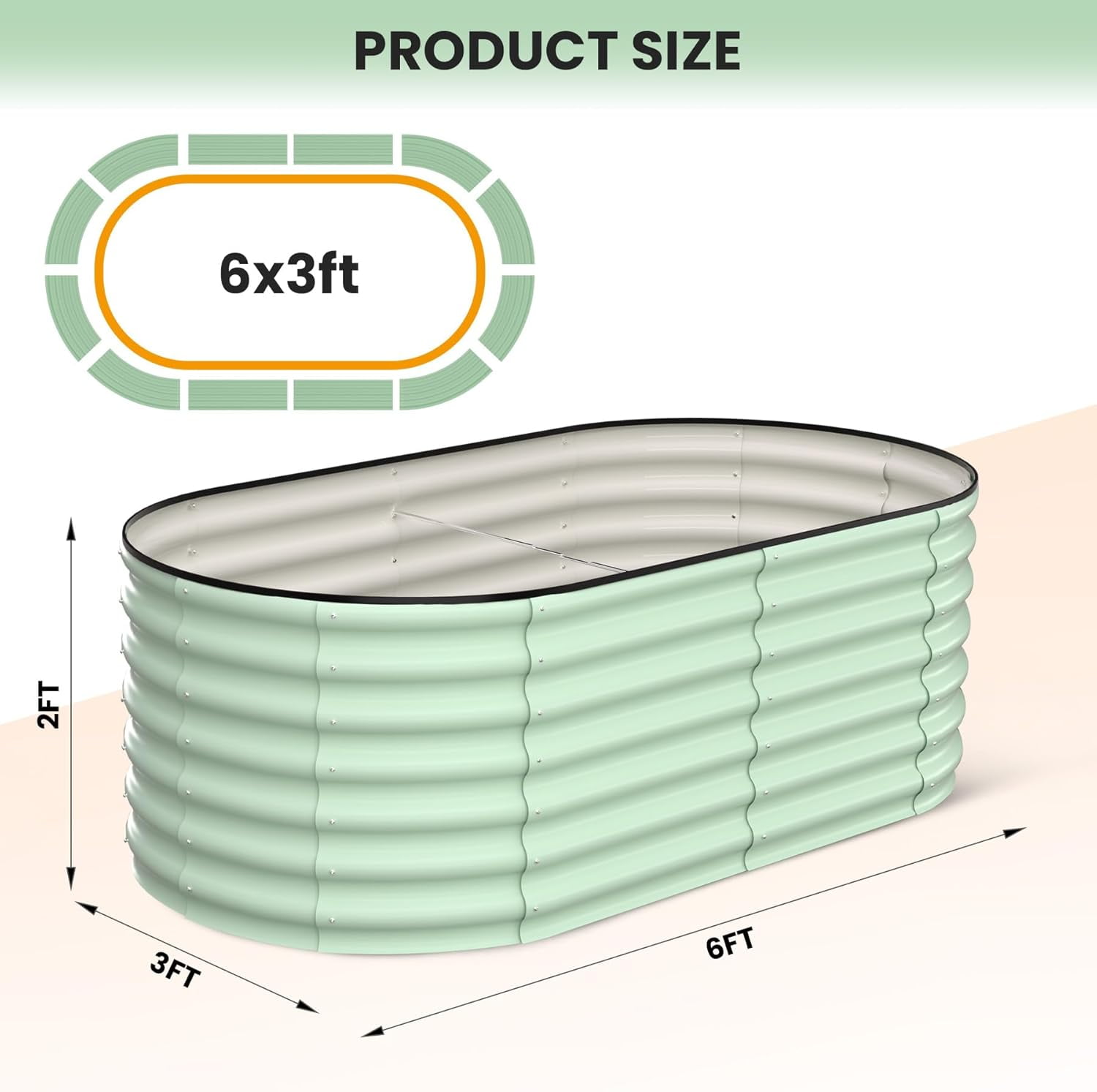 ChaoLink 6x3x2ft Galvanized Raised Garden Bed with Open-Ended Base, Heavy Duty Metal Planter Box